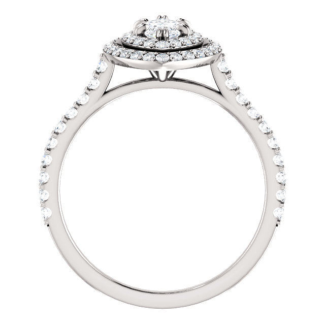 Moores Custom Made Double Halo Style Marquise Cut Diamond Engagement Ring