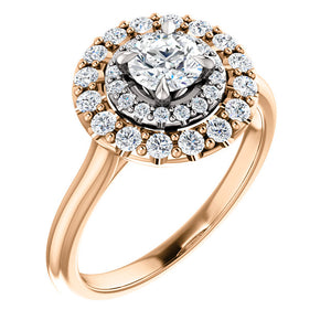 Moores Graduated Double Halo Two Tone Engagement Ring