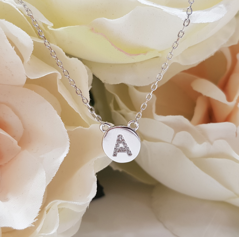 925 Sterling Silver, Stone Set, Initial Pendants