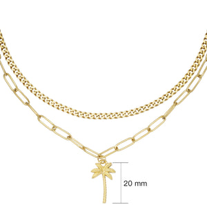 necklace beachy palm double chain