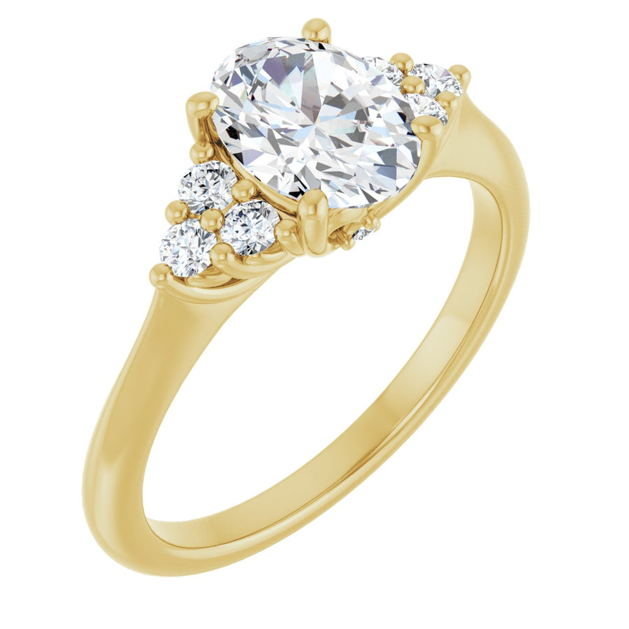 14K Yellow  8x6 mm Oval Engagement Ring Mounting