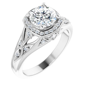 14K Yellow 7 mm Round 1/5 CTW Natural Diamond Semi-Set Engagement Ring