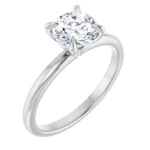 14K White  7x5 mm Emerald Solitaire Engagement Ring Mounting