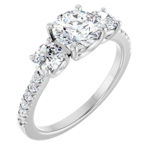 14K White 8x6 mm Oval Engagement Ring Mounting
