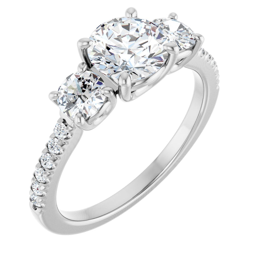 14K White 8x6 mm Oval Engagement Ring Mounting
