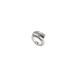 uno de 50 crossed legs tube-shaped silver-plated metal alloy ring closed in the middle