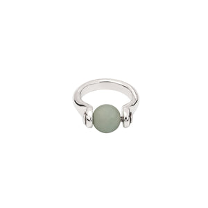 uno de 50 moon silver-plated metal alloy ring with small amazonite ball