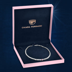 chiara ferragni diamond heart necklace 37cm + 5cm tennis with big blue heart stone