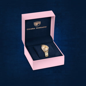 chiara ferragni conteporary 32mm yg case with baguette 3h mvt champagne bracelet
