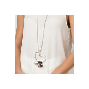 uno de 50 love at first sight 50mm necklace in metal alloy coated in 15 micro silver with leather pieces.