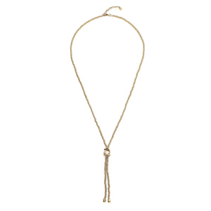 uno de 50 little moon whip-shaped gold-plated metal alloy necklace with small two moon-shaped charm and small pearl