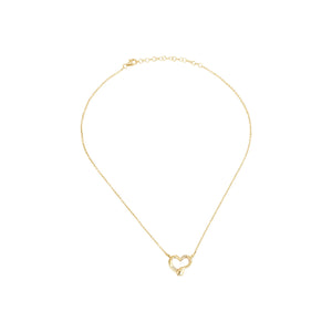 uno de 50 straight to the heart necklace with chain and heart nailed in gold-plated metal alloy and white topazes