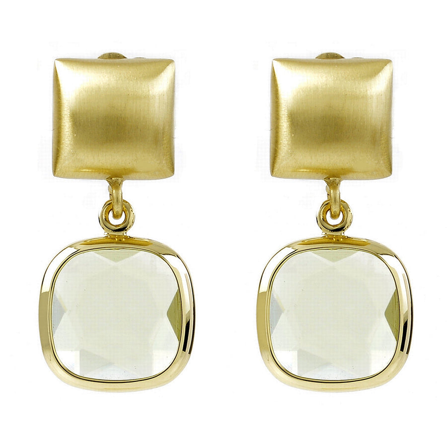 aquaforte aquacaramelle earrings with green faceted glass stone