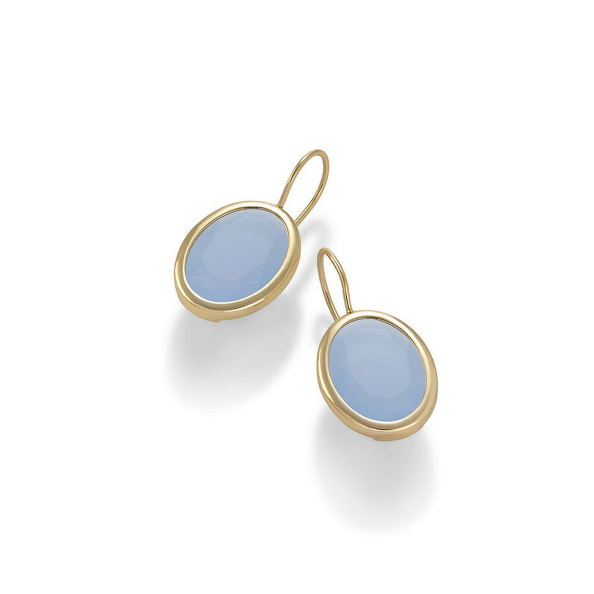 aquaforte caramelle ovali leverback earrings with milky blue  faceted venitian glass