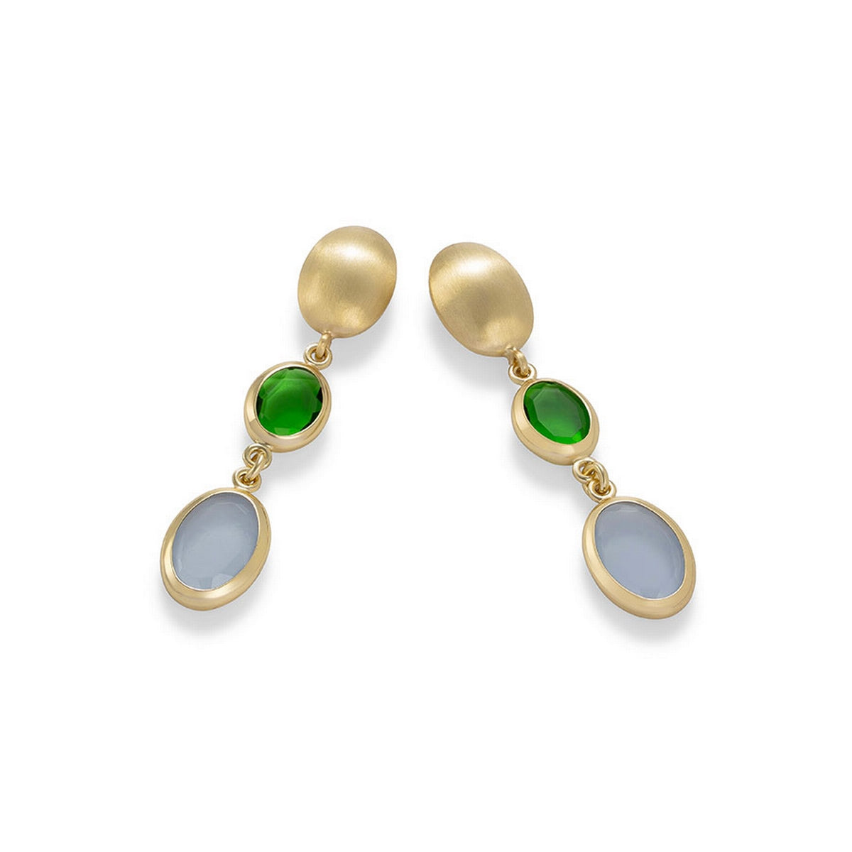 aquaforte caramelle ovali pendant earrings with two different  faceted venitian glass