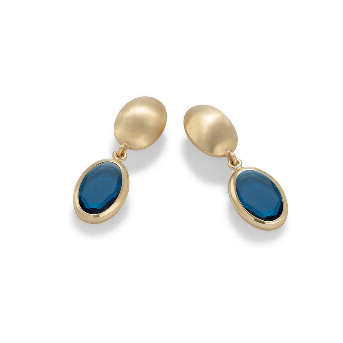 aquaforte caramelle ovali pendant earrings with blue faceted venitian glass