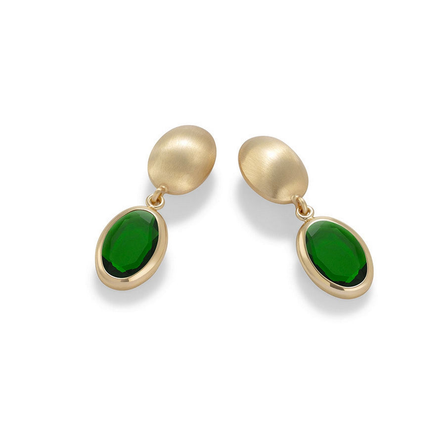 aquaforte caramelle ovali pendant earrings with bottle-green  faceted venitian glass