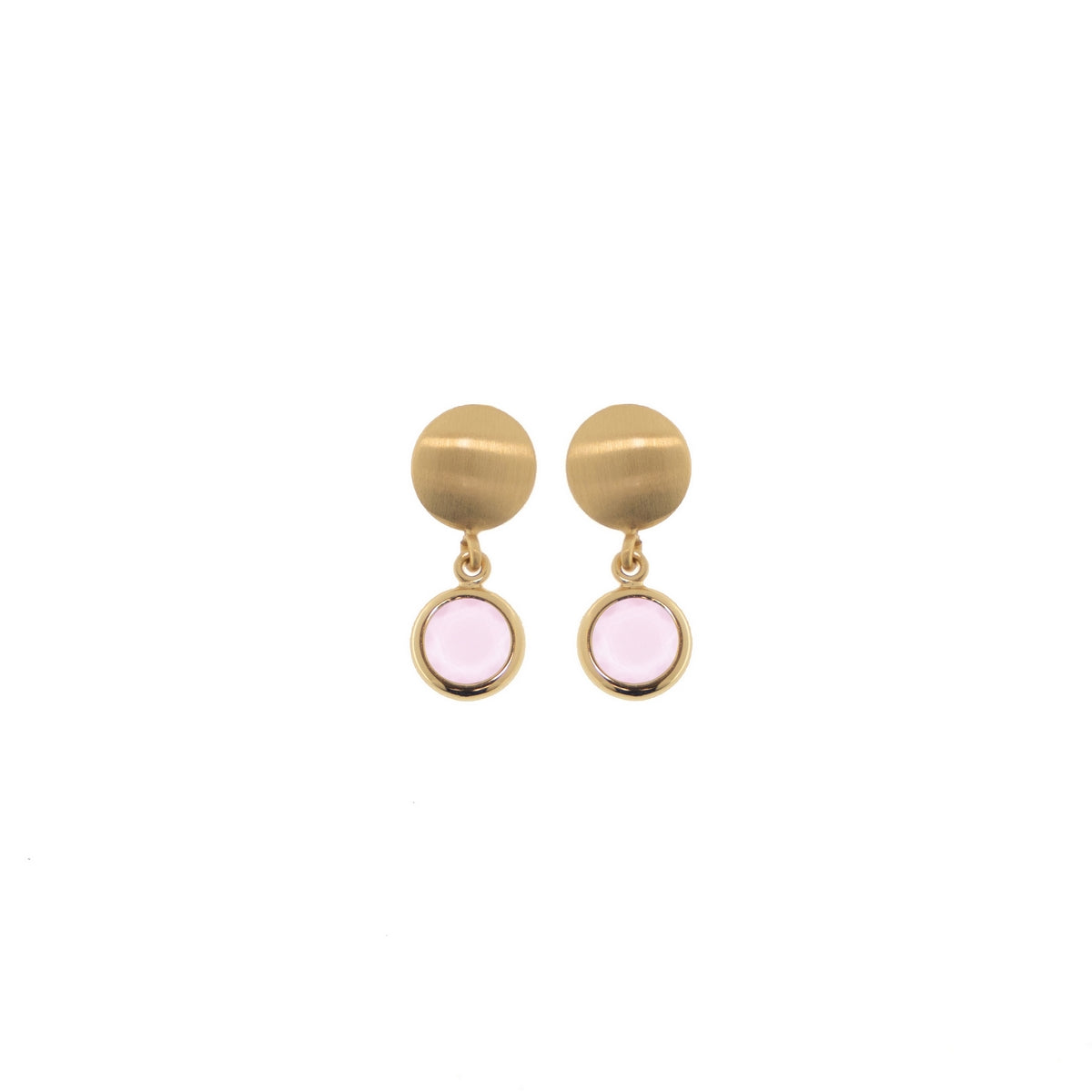 aquaforte mignon earrings with satin round head and baby pink  faceted venitian glass pendants
