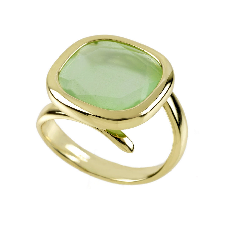 aquaforte aquacaramelle ring with milky green faceted glass stone