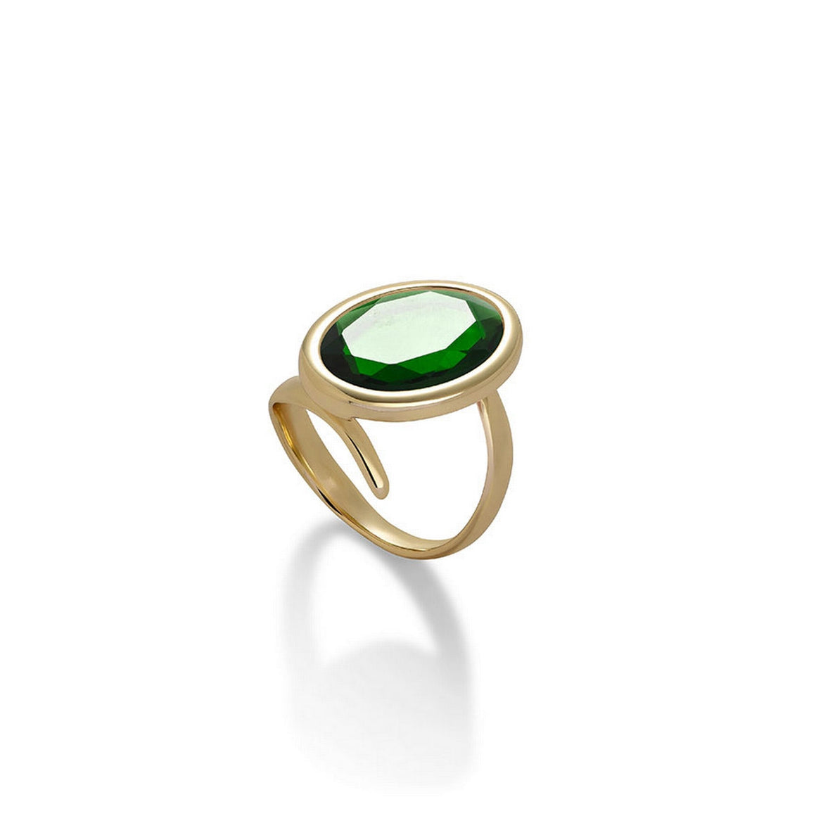 aquaforte caramelle ovali ring with bottle-green  faceted venitian glass
