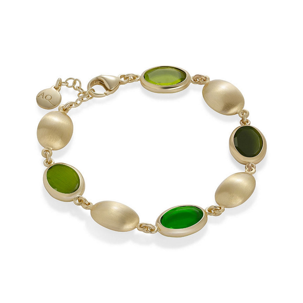 aquaforte caramelle ovali bracelet with green tones faceted venitian glass