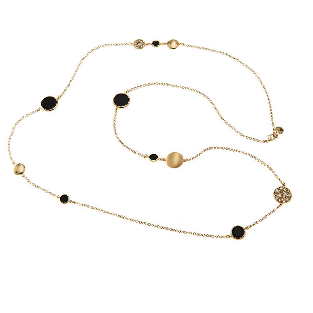 aquaforte tonde reverse necklace with black  faceted venitian glass and zirconia