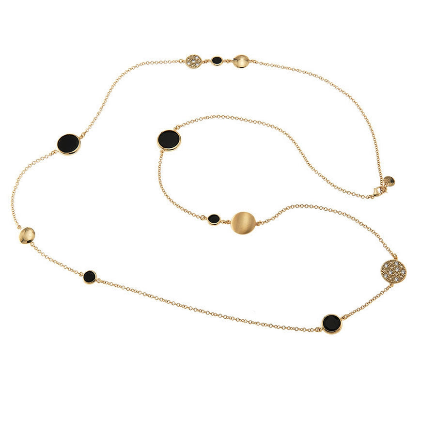 aquaforte tonde reverse necklace with black  faceted venitian glass and zirconia