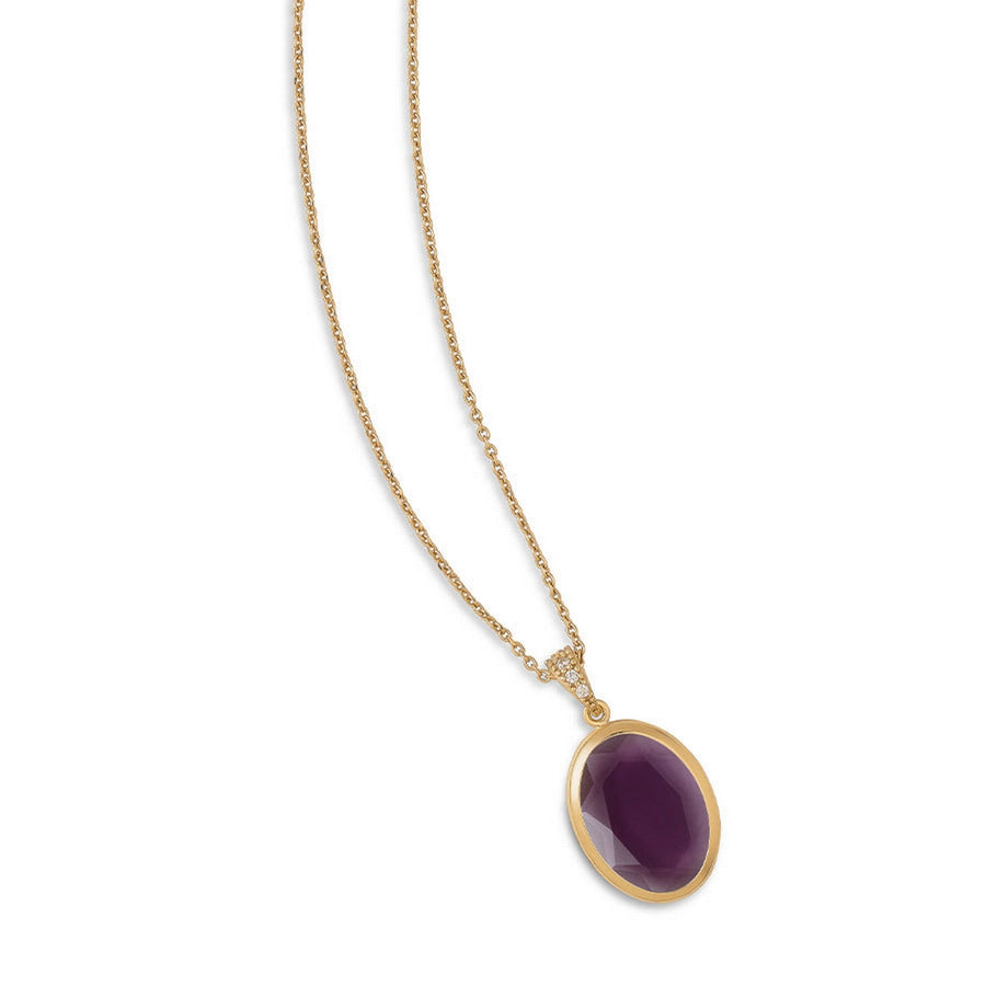aquaforte caramelle ovali necklace with big amethyst faceted venitian glass pendant