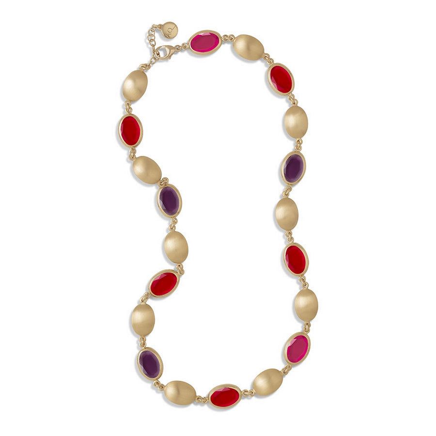 aquaforte caramelle ovali precious necklace with red tones faceted venitian glass