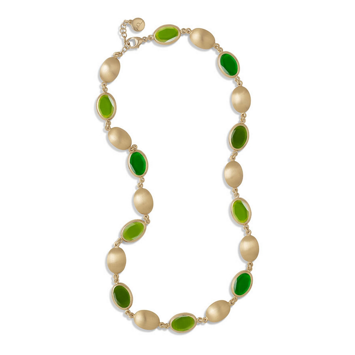 aquaforte caramelle ovali necklace with green tones  faceted venitian glass