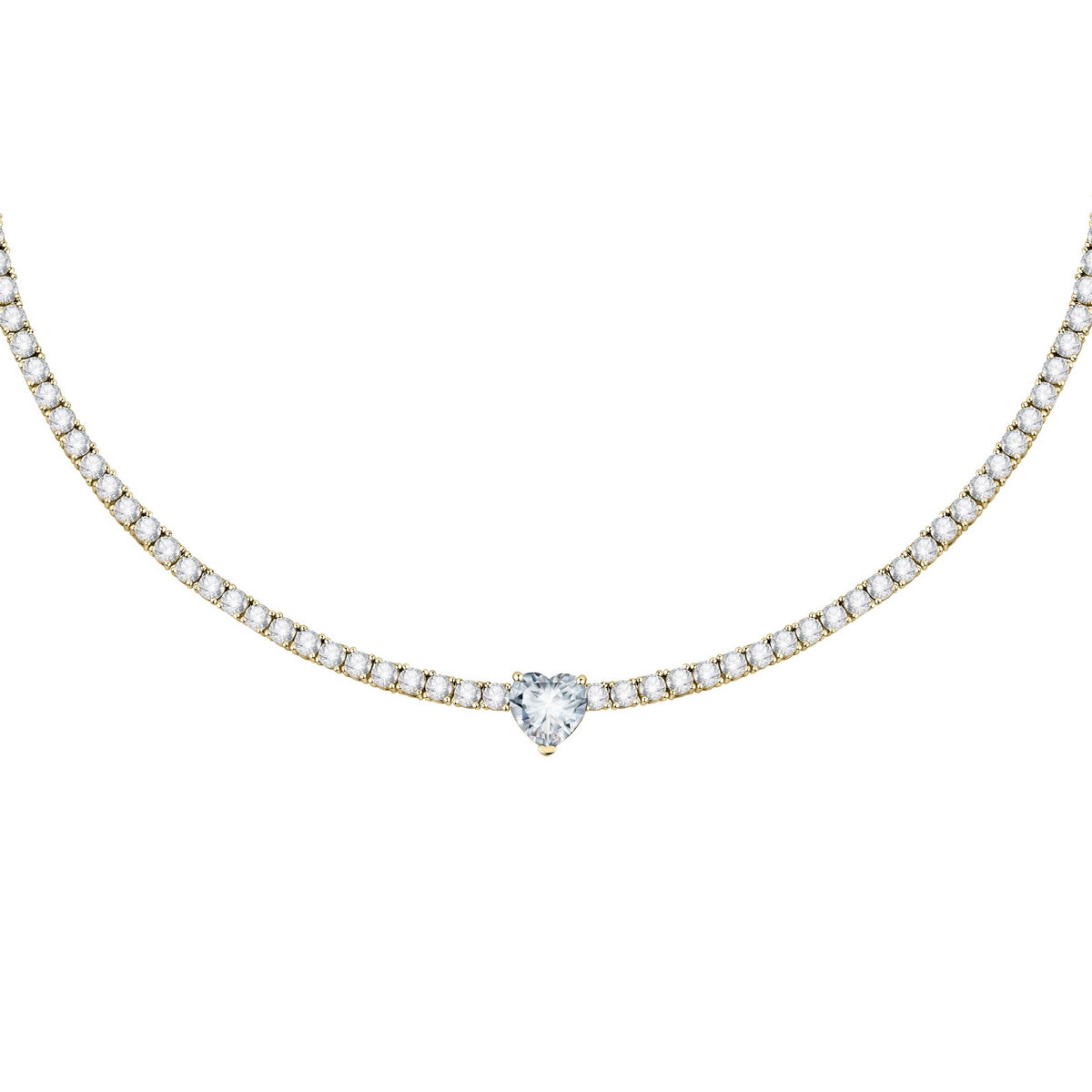 chigo 高山都コラボ Citrine Heart Pierce chiara ferragni diamond heart yg necklace 37cm + 5cm tennis