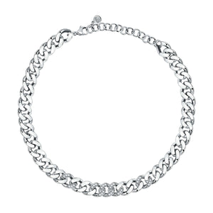 chiara ferragni chain necklace big chain with white crystals 38cm + 7