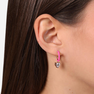 chiara ferragni love parade pink enamel  huggie earring