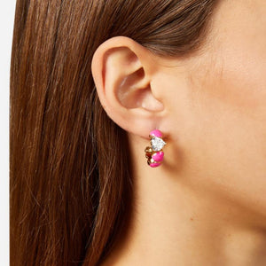 chiara ferragni cuoricino neon earring pink enamel ipg wh cz 20mm