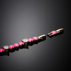 chiara ferragni cuoircino neon bracelet pink enamel ipg wh cz 16cm+ ext