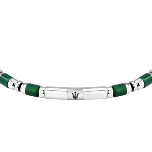 maserati jewels iconic bracelet green agate & ip black 18.5+3cm
