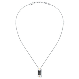 maserati jewels iconic pendant with black stone & ip yellow gold 45+5cm