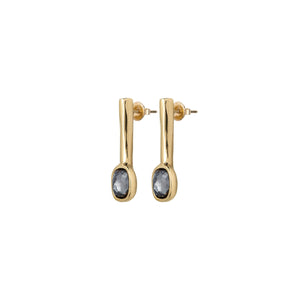 uno de 50 ladies gold-plated metal alloy earrings with tubule and embedding section with grey crystal