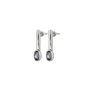 uno de 50 ladies silver-plated metal alloy earrings with tubule and embedding section with grey crystal