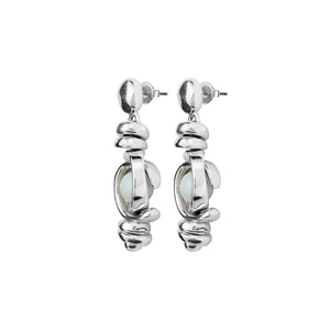 uno de 50 planets silver-plated metal alloy earring with two moon-shaped charm and amazonite