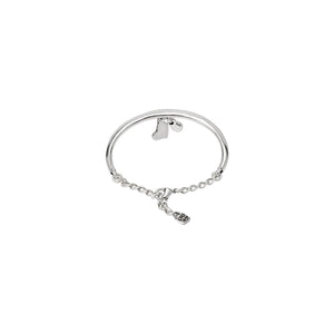 uno de 50 lovekey silver-plated metal alloy bracelet with tubule, charm with red crystal and heart