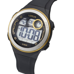 lorus digital gents black strap watch