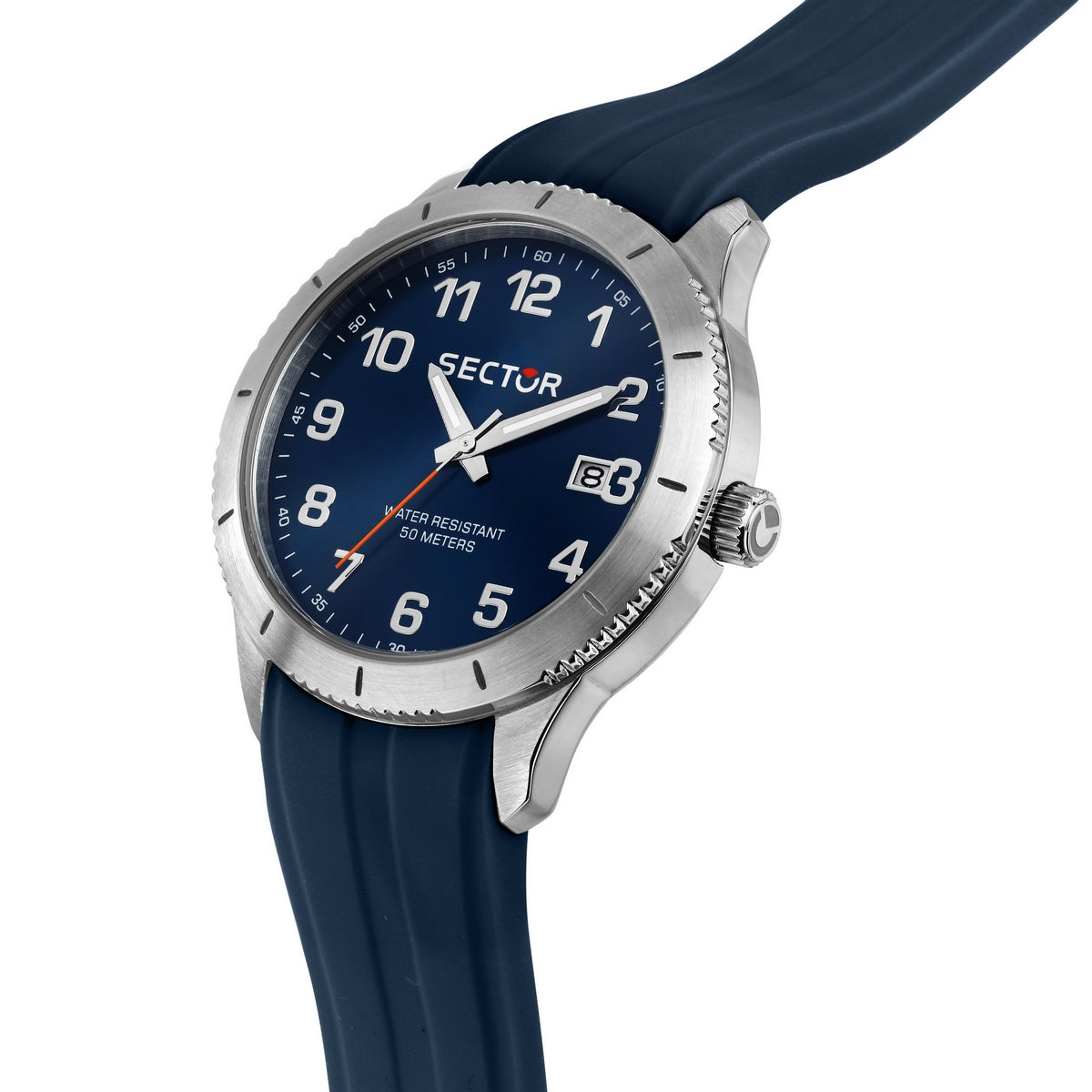 sector 270 37mm 3h blue dial blue silicone strap Moores Jewellers