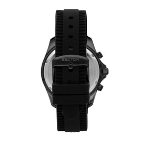 sector  650 45mm chronograph black dial black silicone strap watch