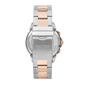 sector  adv2500 43mm chronograph black dial bracelet +rg watch