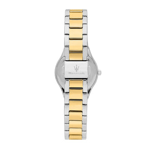 maserati attrazione 30mm 3h silver dial stainless steel & yellow gold bracelet