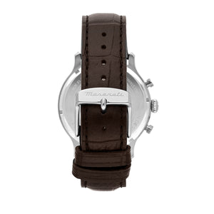 maserati epoca 42mm chrono blue dial brown strap