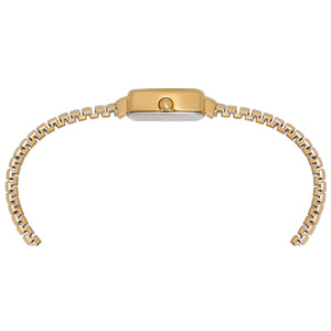 lorus quartz ladies gold plated white dial expander bracelet watch