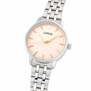 lorus quartz ladies stainless steel pink dial bracelet watch