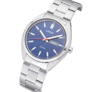 lorus quartz gents stainless steel blue dial bracelet watch